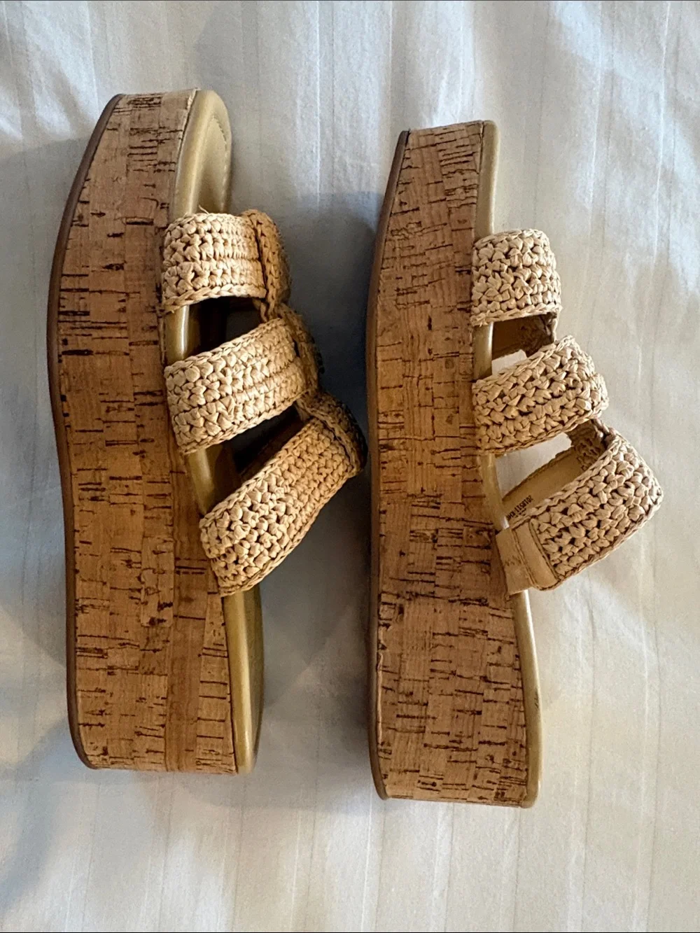 J. Crew Beige Woven Triple-Strap Slide Sandals